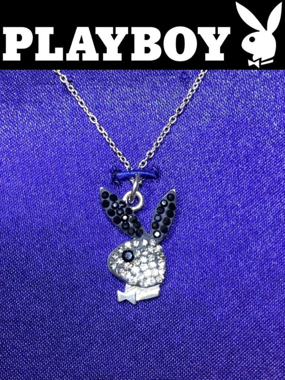 Sterling Silver Playboy Necklace Bunny Pendant Swarovski Crystals Authentic RARE